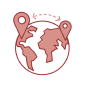 World map icon connecting North America and Africa for curated luxury African journeys