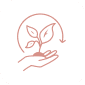 Hands holding leaves icon symbolizing sustainable luxury African journeys