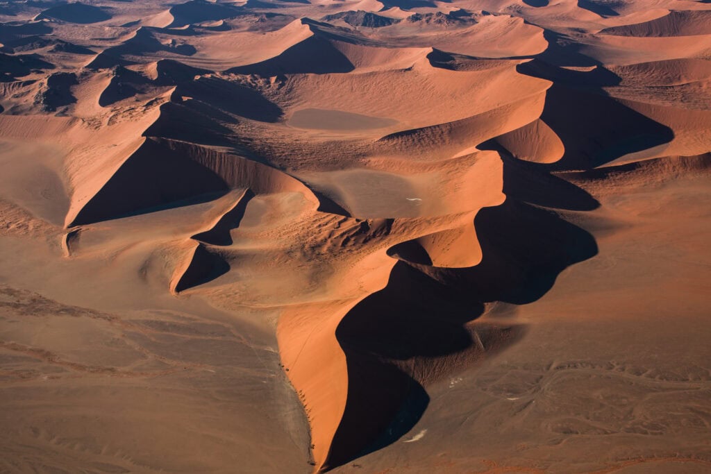 An incredible aerial view of the Namib Desert on a Namibia fly-in safari journey.
